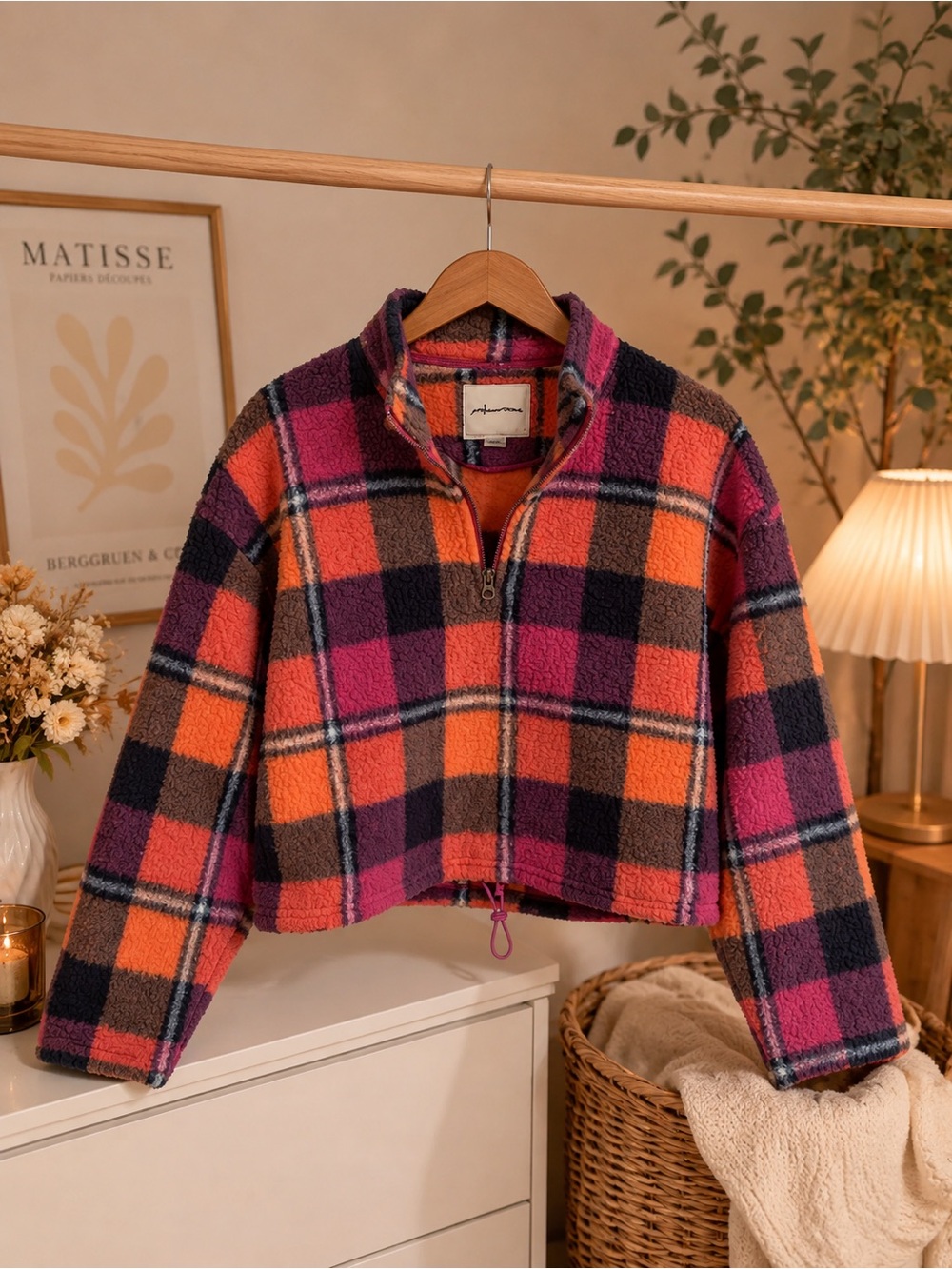 American Eagle Plaid Sherpa Fleece Pullover – XS - Picture 1 of 3
